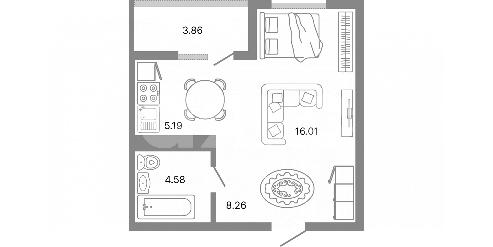 Фото №1: Студия 35 м² - Мариуполь, р. Жовтневый, ул. Административная площадь