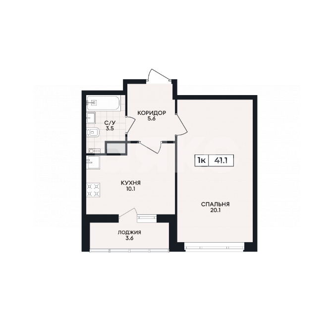 Фото №1: 1-комнатная квартира 41 м² - Мариуполь, р. Жовтневый, ул. Административная площадь