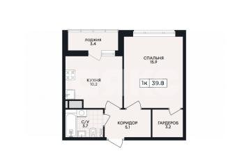 Фото №1: 1-комнатная квартира 39 м² - Мариуполь, р. Жовтневый, ул. Административная площадь