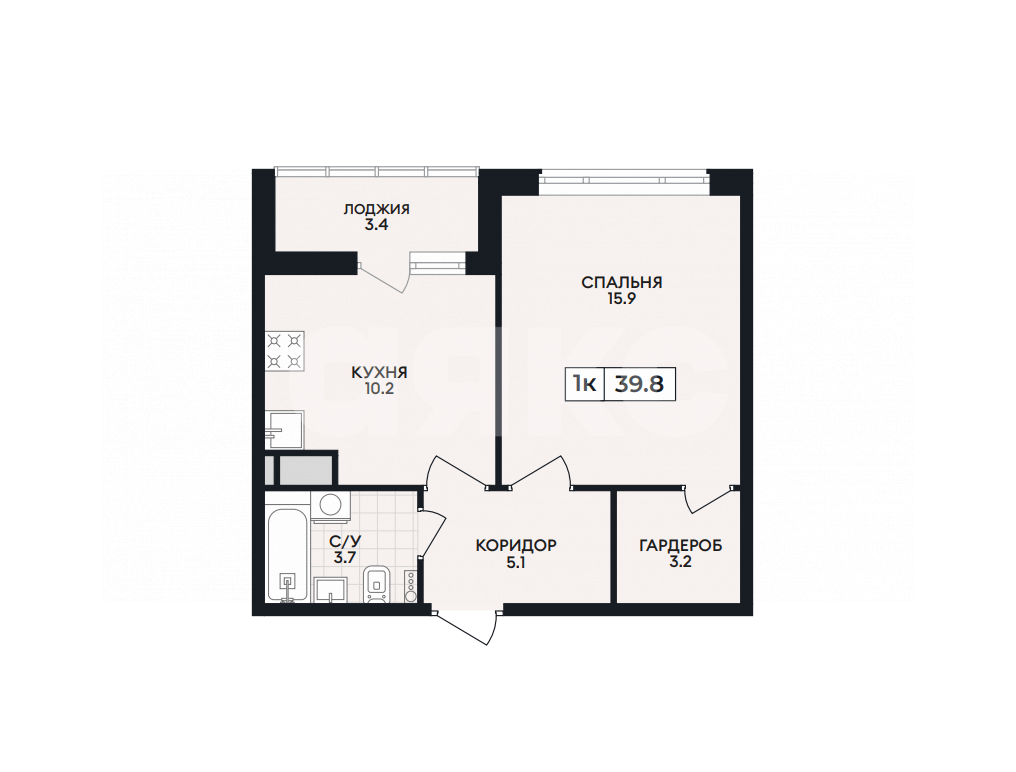 Фото №1: 1-комнатная квартира 39 м² - Мариуполь, р. Жовтневый, ул. Административная площадь