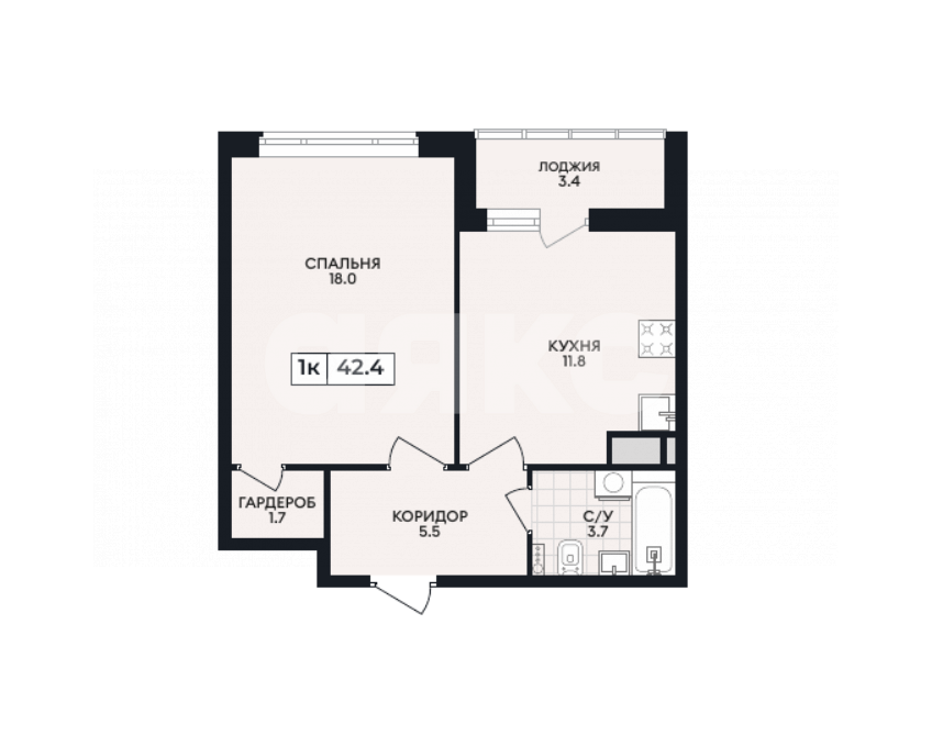 Фото №1: 1-комнатная квартира 42 м² - Мариуполь, р. Жовтневый, ул. Административная площадь